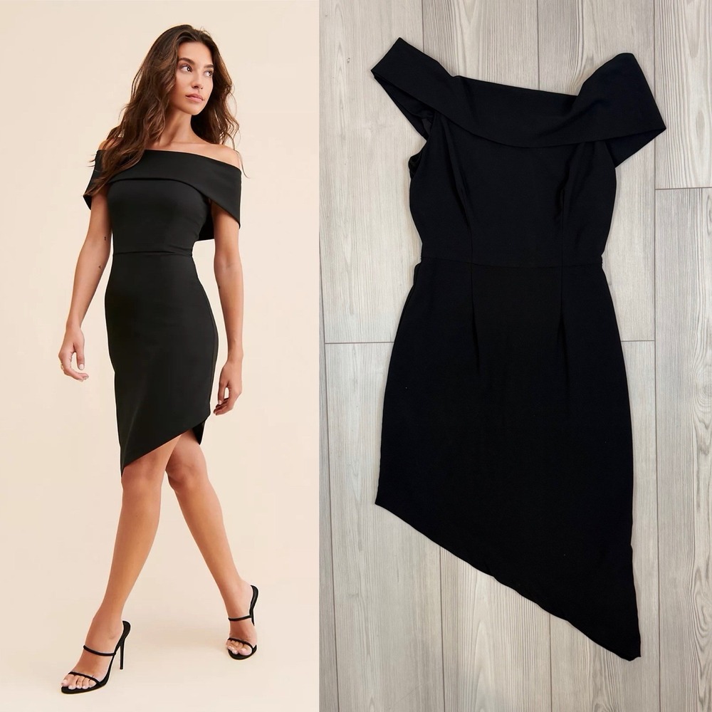 Hutch Anthropologie Design Gloria Dress Black Small off shoulder asymmetric mini